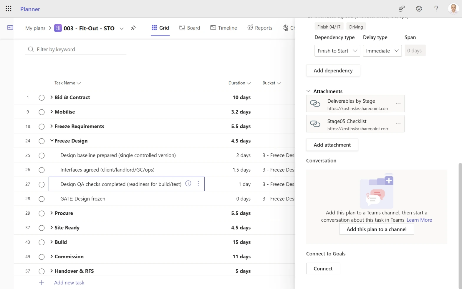 Optional planning layer Planner task view linked to Engineering HUB